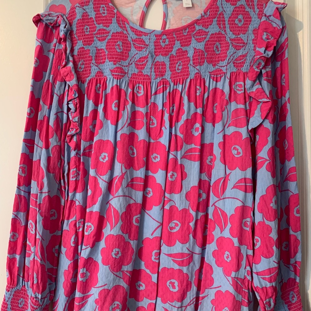 Charter Club Pink and Blue Floral Shirt